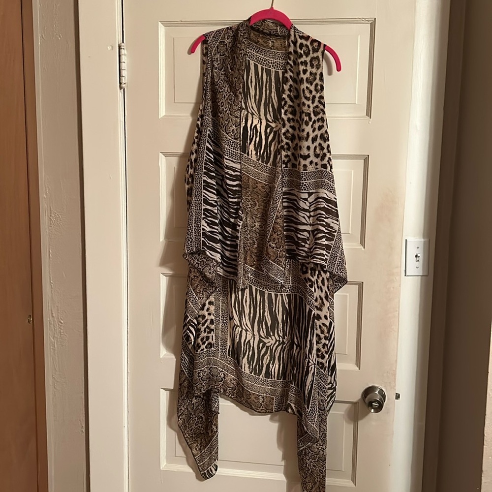 Sax animal cape long and stylish brown/cream